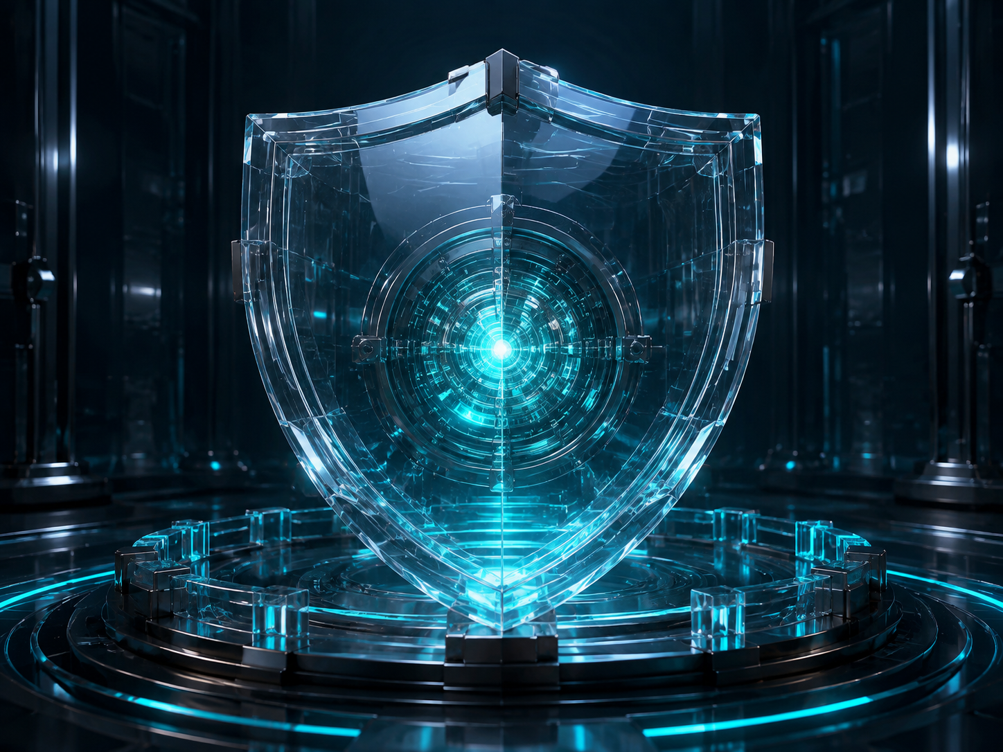 Glass shield protecting a bright centre
